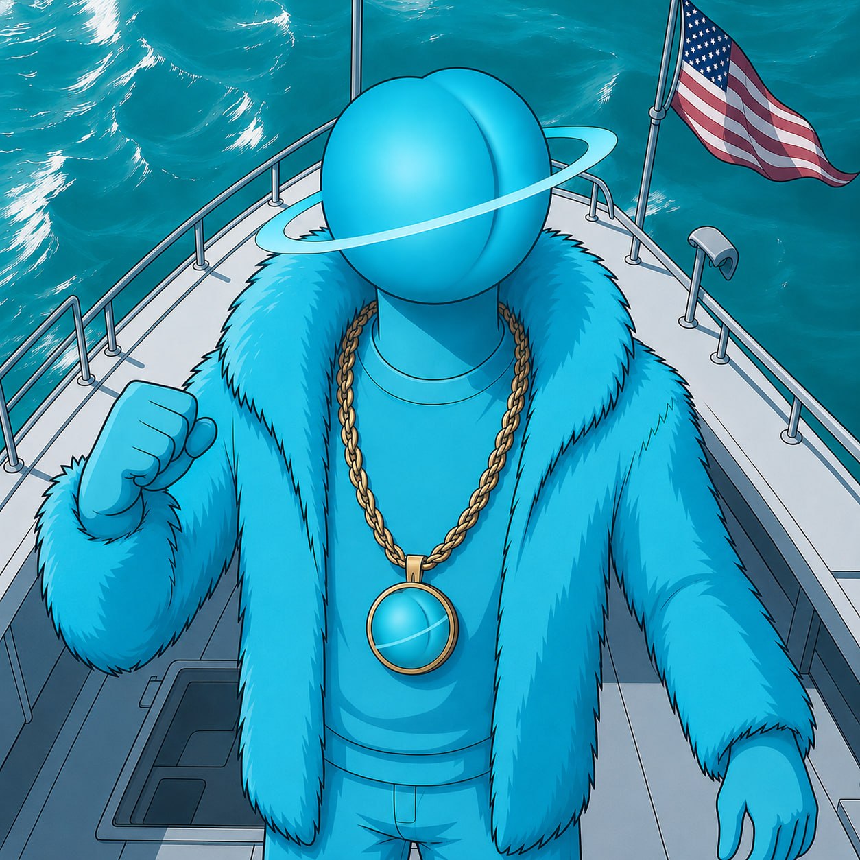 Uranus in a fur coat with a gold chain